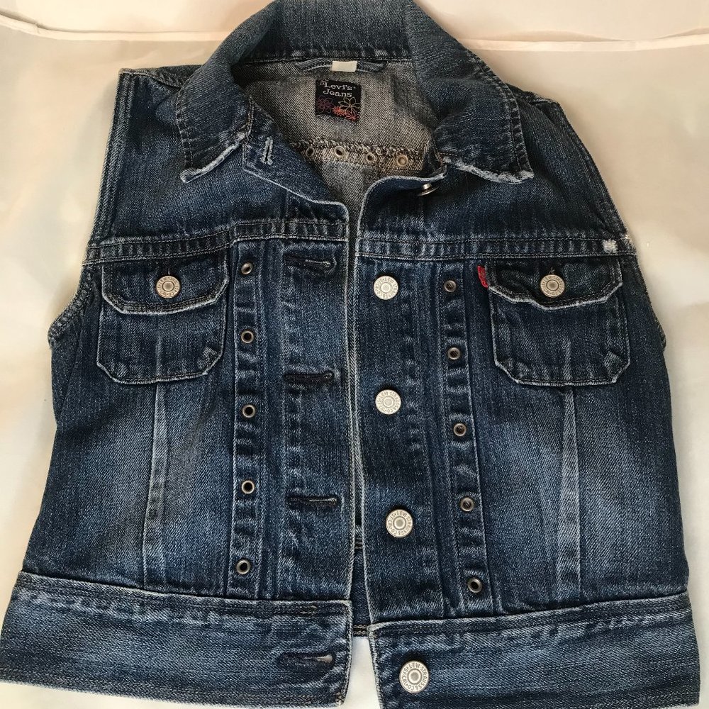 Levis Denim Jean Vest Button Down Size S / P